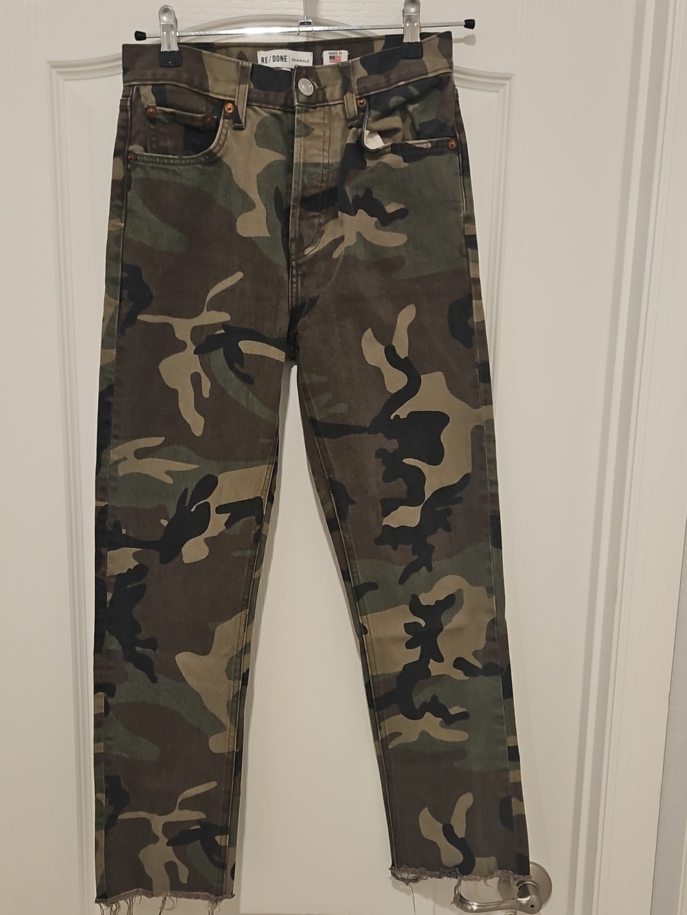 Re/Done Women's Camo Ankle Jeans - Green & Brown